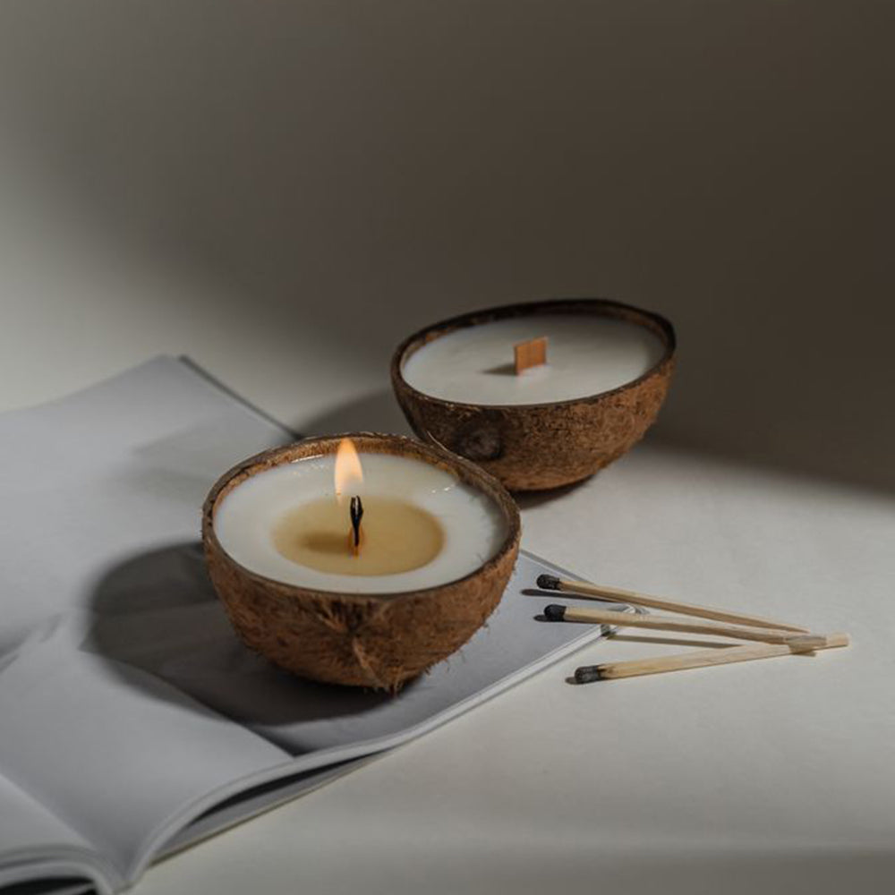 2 Pack of Coconut Shell Candle