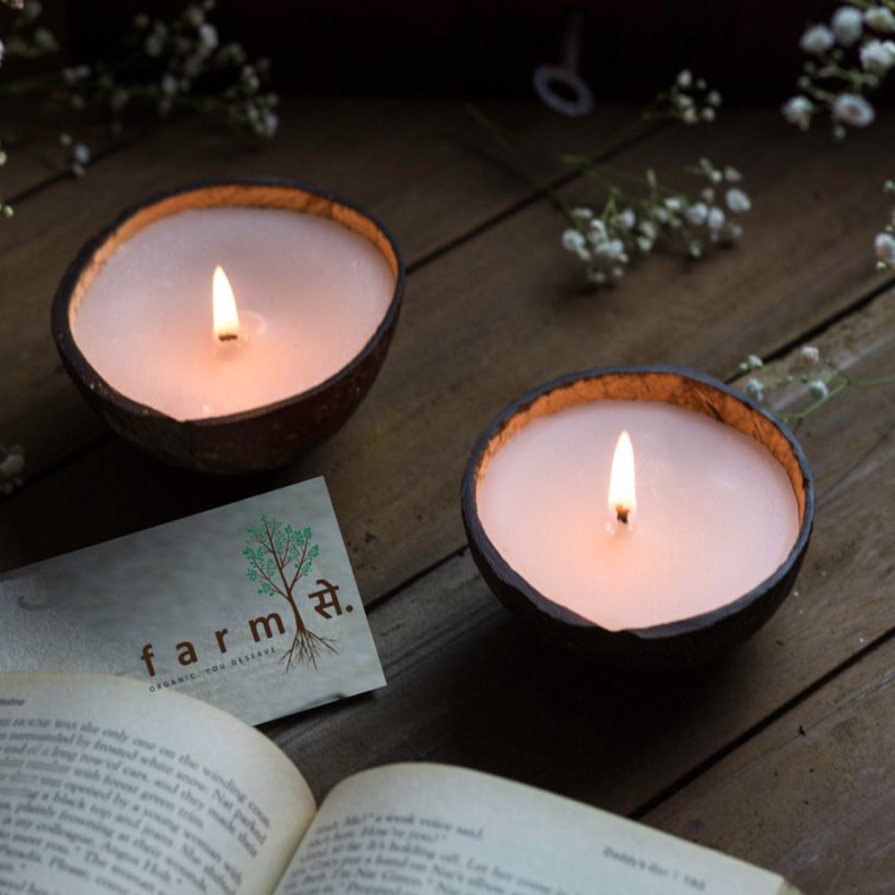 2 Pack of Coconut Shell Candle